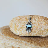 Silver Hamsa Necklace with Eilat Gem